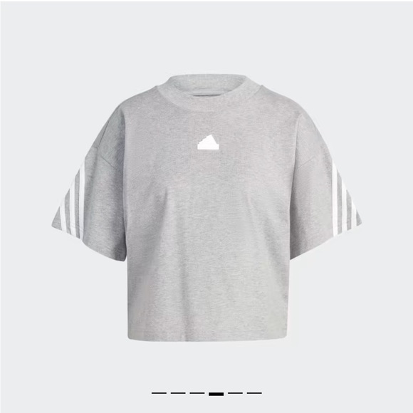 NWT Adidas Future Icons 3 Stripes Tee Shirt Gray & White size S - Picture 1 of 8
